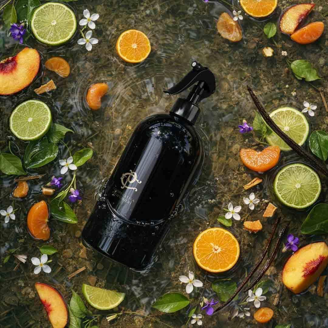 Fruchtiger Wohnzimmer-Raumduft Spray mit Pfirsich & Mandarine | Fruity Delight